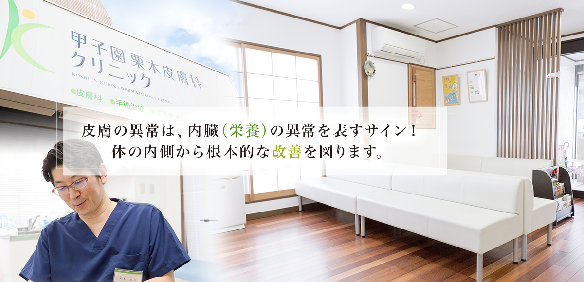 皮膚の異常は、内臓（栄養）の異常を表すサイン！体の内側から根本的な改善を図ります。｜西宮市の皮膚科の甲子園栗木皮膚科クリニック