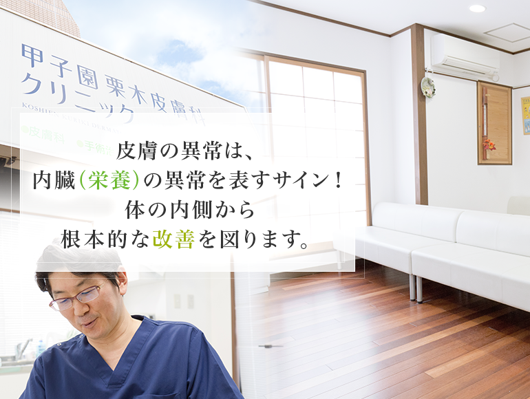 皮膚の異常は、内臓（栄養）の異常を表すサイン！体の内側から根本的な改善を図ります。｜西宮市の皮膚科の甲子園栗木皮膚科クリニック
